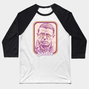 Jean Paul Sartre - Retro Style Fan Design Baseball T-Shirt